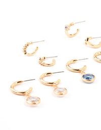 Gold Evil Eye Drop Hoop Earrings 6-Pack - link has visual effect only