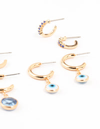 Gold Evil Eye Drop Hoop Earrings 6-Pack - link has visual effect only