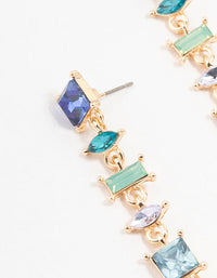 Gold & Blue Mixed Shape Square Drop Earrings - link has visual effect only