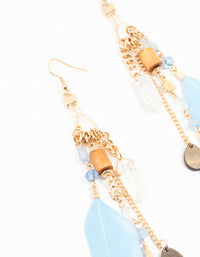 Gold Bug Shard Feather Chain Drop Earrings - link has visual effect only