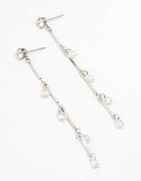 Rhodium Cubic Zirconia Droplet Drop Earrings - link has visual effect only