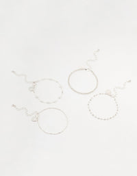 Silver Dainty Pearl Bracelets & Anklets Set - link has visual effect only