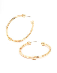 Gold Knotted Rope Hoop Earrings - link has visual effect only