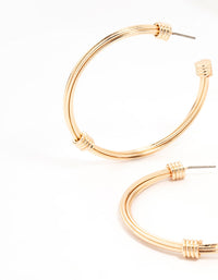 Gold Knotted Rope Hoop Earrings - link has visual effect only