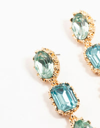 Gold & Aqua Mixed Shape Diamante Drop Earrings - link has visual effect only