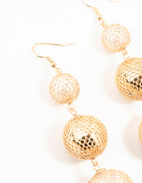 Gold Fishnet Ball Drop Earrings - link has visual effect only