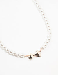 Rose Gold Pearl Bow Pendant Necklace - link has visual effect only