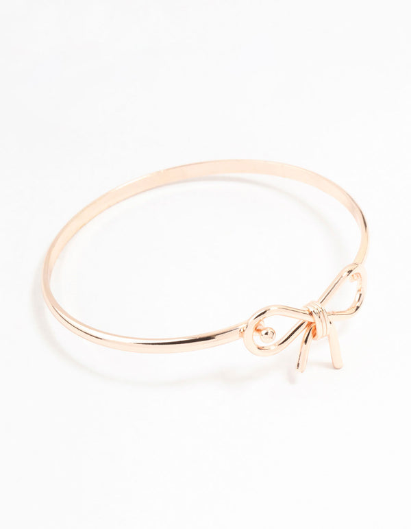 Rose Gold Simple Bow Bangle Bracelet