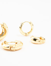 Gold Plated Brass Hammered Graduating Hoop Earrings 3-Pack - link has visual effect only