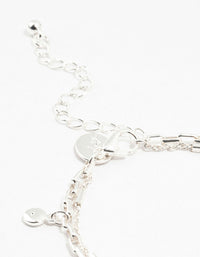 Silver Plated Brass  Station Disk Double Charm Layered Bracelet - link has visual effect only