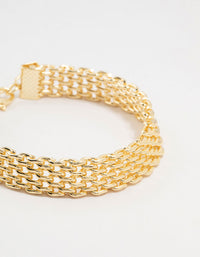 Gold Plated Brass Skinny Mesh Link Bracelet - link has visual effect only