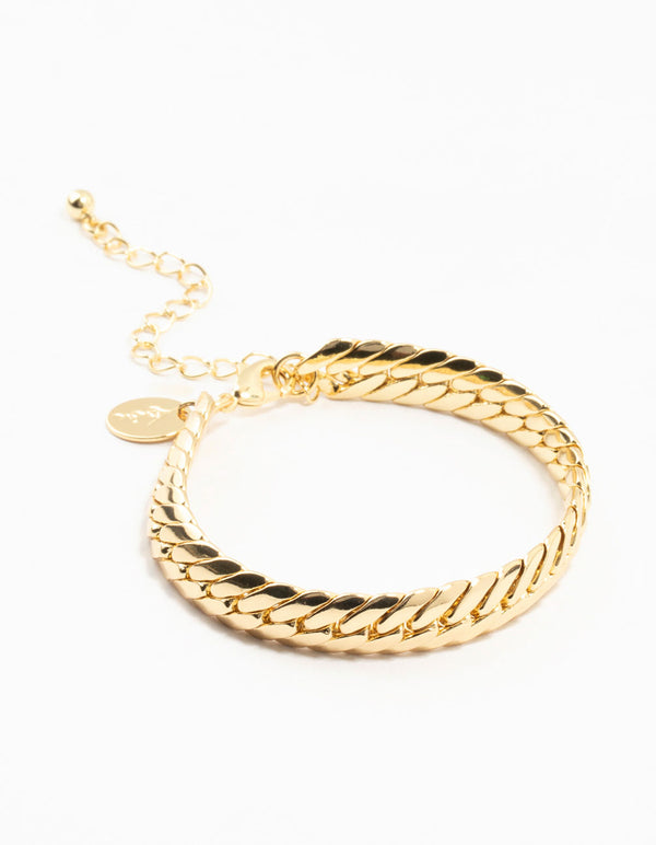 Gold Plated Brass Herringbone T & O Bracelet