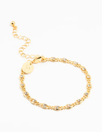 Gold Plated Brass Diamante Infinity Link Bracelet - link has visual effect only