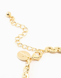 Gold Plated Brass C-Link Chain Bracelet - link has visual effect only