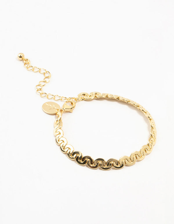 Gold Plated Brass C-Link Chain Bracelet