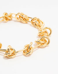 Gold Plated Brass Knotted Link Bracelet - link has visual effect only