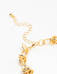 Gold Plated Brass Knotted Link Bracelet - link has visual effect only