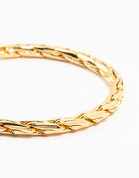 Gold Plated Brass Cylinder Long Link Bracelet - link has visual effect only