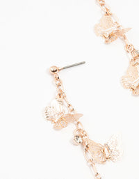 Rose Gold Butterfly Diamante Drop Earrings - link has visual effect only