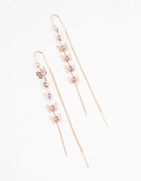 Rose Gold Butterfly Purple Cubic Zirconia Drop Earrings - link has visual effect only