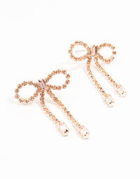 Rose Gold Diamante Bow Drop Earrings - link has visual effect only