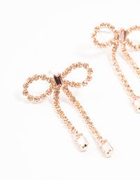 Rose Gold Diamante Bow Drop Earrings - link has visual effect only