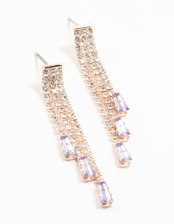 Rose Gold Fine Bag Cupchain Drop Earrings