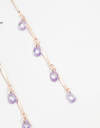 Rose Gold Purple Cubic Zirconia Droplet Drop Earrings - link has visual effect only