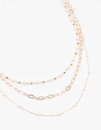 Rose Gold Fine, Station & Pearl Necklace - link has visual effect only