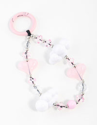 Pink & White Cloud Heart Keychain - link has visual effect only