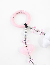 Pink & White Cloud Heart Keychain - link has visual effect only