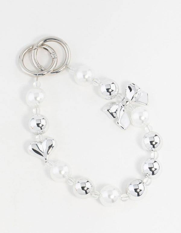 Bow & Pearl & Heart Keychain