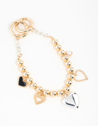 Mixed Metals Multiple Hearts Charm Keychain - link has visual effect only