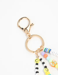 Rainbow Beaded & Gold Bow Keychain - link has visual effect only