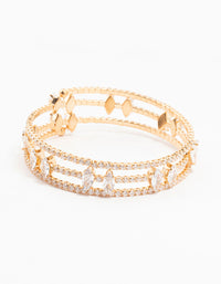 Gold Marquise Cubic Zirconia Wrapped Bangle Bracelet - link has visual effect only