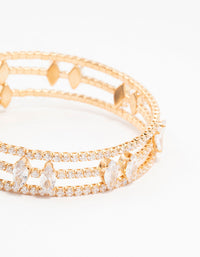 Gold Marquise Cubic Zirconia Wrapped Bangle Bracelet - link has visual effect only