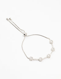 Silver Round Cubic Zirconia Halo Toggle Bracelet - link has visual effect only