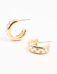 Gold Celestial Mini Star Cubic Zirconia Hoop Earrings - link has visual effect only