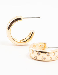 Gold Celestial Mini Star Cubic Zirconia Hoop Earrings - link has visual effect only