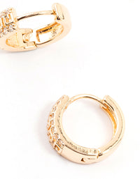 Gold Cubic Zirconia Printed Huggie Earrings - link has visual effect only