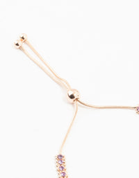 Rose Gold Mini Ball Purple Cubic Zirconia Toggle Bracelet - link has visual effect only