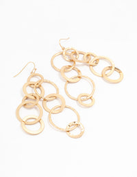 Gold Multiple Link Drop Earrings - link has visual effect only