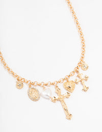 Gold Mixed Charm Cross Necklace - link has visual effect only