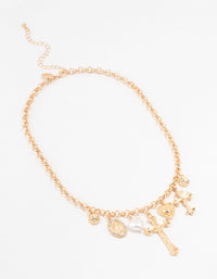 Gold Mixed Charm Cross Necklace - link has visual effect only