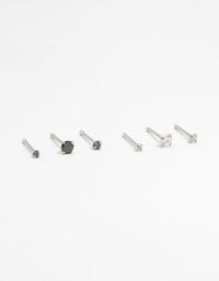 Surgical Steel Graduating Nose Studs 6-Pack - link has visual effect only