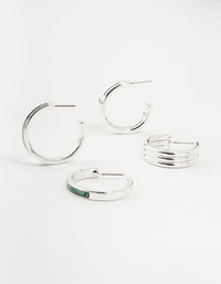 Silver Abalone Hoop Earrings 2-Pack - link has visual effect only