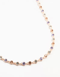 Rose Gold Multi Coloured Stone Short Necklace - link has visual effect only