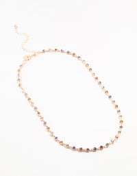 Rose Gold Multi Coloured Stone Short Necklace - link has visual effect only