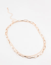 Rose Gold Diamante Medium Chain Short Necklace - link has visual effect only