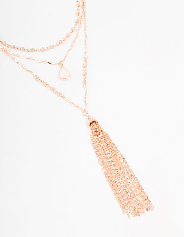 Rose Gold 3 Layered Pendant Necklace